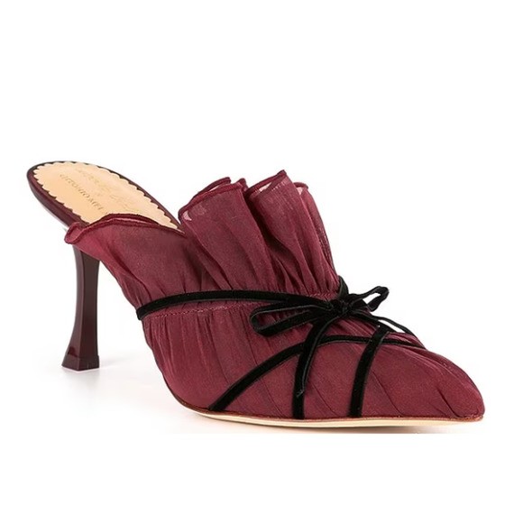 ANTONIO MELANI Shoes - Antonio Melani x Nicola Bathie Sophia Chiffon Velvet Bow Dress Mules
